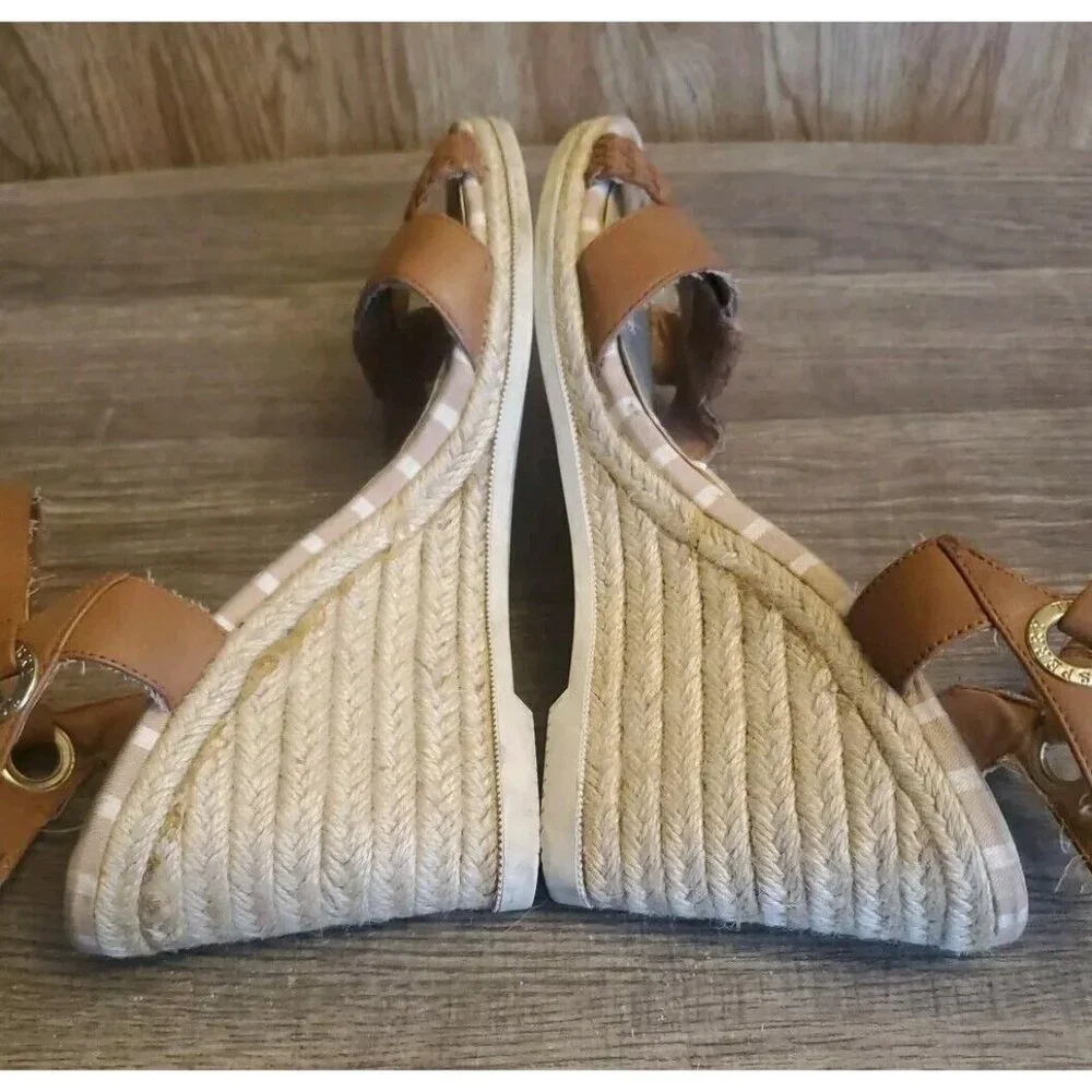 Sperry Top Sider Saylor Espadrilles Wedge Ankle Strap‎ Sandals Womens 10 Brown